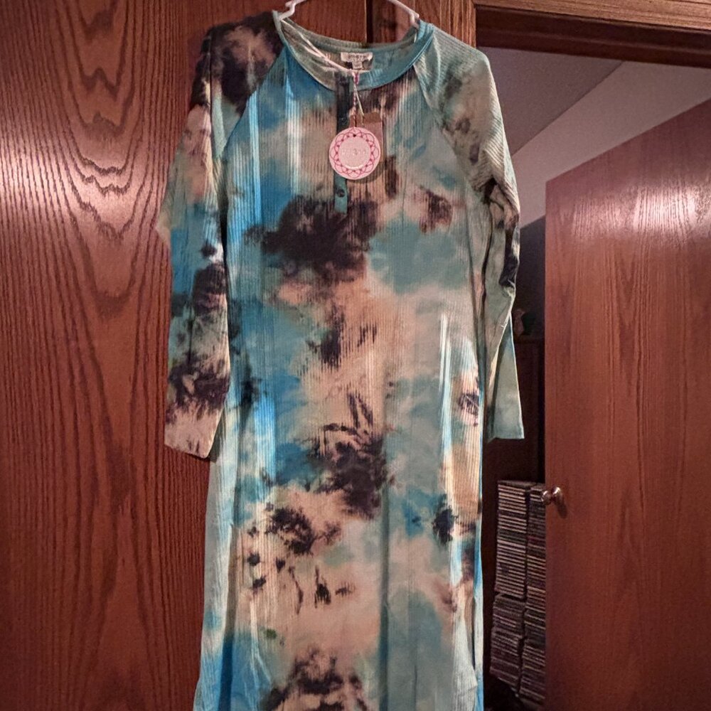 NWT Umgee Tie Die Long Sleeve-Mid Length Dress